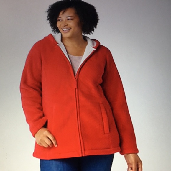 D&Co. Red fleece Jacket hoodie - Picture 1 of 8